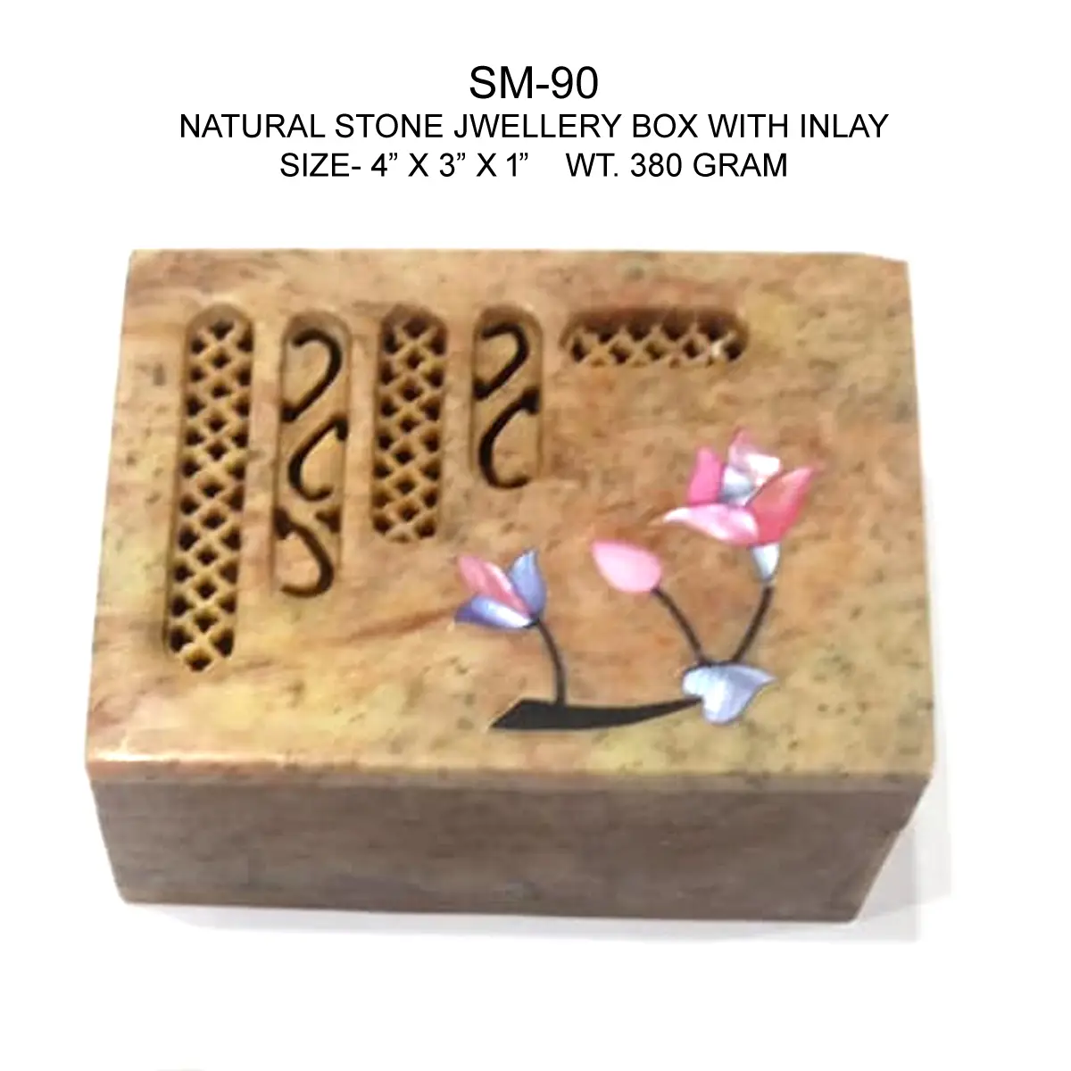 NATURAL STONE JEWELLERY BOX WITH INLAY